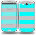 Psycho Stripes Neon Teal and Gray - Decal Style Skin (fits Samsung Galaxy S III S3)