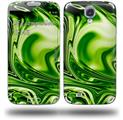 Liquid Metal Chrome Neon Green - Decal Style Skin compatible with Samsung Galaxy S IV S4