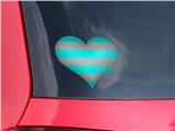 Psycho Stripes Neon Teal and Gray - I Heart Love Car Window Decal 6.5 x 5.5 inches