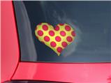 Kearas Polka Dots Pink And Yellow - I Heart Love Car Window Decal 6.5 x 5.5 inches