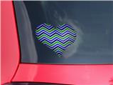 Zig Zag Blue Green - I Heart Love Car Window Decal 6.5 x 5.5 inches