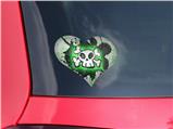 Cartoon Skull Green - I Heart Love Car Window Decal 6.5 x 5.5 inches