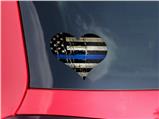 Painted Faded and Cracked Blue Line USA American Flag - I Heart Love Car Window Decal 6.5 x 5.5 inches