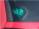 Liquid Metal Chrome Neon Teal - I Heart Love Car Window Decal 6.5 x 5.5 inches