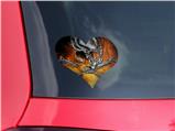 Chrome Skull on Fire - I Heart Love Car Window Decal 6.5 x 5.5 inches