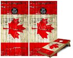 Cornhole Game Board Vinyl Skin Wrap Kit - Premium Laminated - Painted Faded and Cracked Canadian Canada Flag fits 24x48 game boards (GAMEBOARDS NOT INCLUDED)