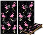 Cornhole Game Board Vinyl Skin Wrap Kit - Premium Laminated - Flamingos on Black fits 24x48 game boards (GAMEBOARDS NOT INCLUDED)