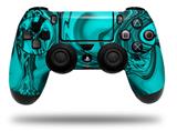 WraptorSkinz Skin compatible with Sony PS4 Dualshock Controller PlayStation 4 Original Slim and Pro Liquid Metal Chrome Neon Teal (CONTROLLER NOT INCLUDED)
