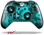 Decal Skin Wrap compatible with Microsoft XBOX One Wireless Controller Liquid Metal Chrome Neon Teal