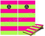 Cornhole Game Board Vinyl Skin Wrap Kit - Psycho Stripes Neon Green and Hot Pink fits 24x48 game boards (GAMEBOARDS NOT INCLUDED)