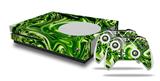WraptorSkinz Decal Skin Wrap Set works with 2016 and newer XBOX One S Console and 2 Controllers Liquid Metal Chrome Neon Green