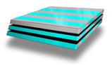 Vinyl Decal Skin Wrap compatible with Sony PlayStation 4 Pro Console Psycho Stripes Neon Teal and Gray (PS4 NOT INCLUDED)