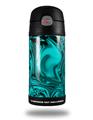 Skin Decal Wrap compatible with Thermos Funtainer 12oz Bottle Liquid Metal Chrome Neon Teal (BOTTLE NOT INCLUDED)