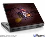 Laptop Skin (Small) - Cute Halloween Witch on Broom with Cat and Jack O Lantern Pumpkin