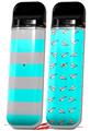 Skin Decal Wrap 2 Pack for Smok Novo v1 Psycho Stripes Neon Teal and Gray VAPE NOT INCLUDED
