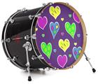 Vinyl Decal Skin Wrap for 22" Bass Kick Drum Head Crazy Hearts - DRUM HEAD NOT INCLUDED