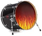 Decal Skin works with most 24" Bass Kick Drum Heads Fire Flames on Black - DRUM HEAD NOT INCLUDED