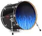 Decal Skin works with most 24" Bass Kick Drum Heads Fire Flames Blue - DRUM HEAD NOT INCLUDED