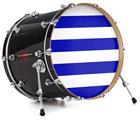Decal Skin works with most 24" Bass Kick Drum Heads Psycho Stripes Blue and White - DRUM HEAD NOT INCLUDED