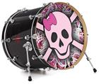 Decal Skin works with most 24" Bass Kick Drum Heads Pink Skull - DRUM HEAD NOT INCLUDED