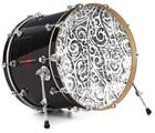 Decal Skin works with most 24" Bass Kick Drum Heads Folder Doodles White - DRUM HEAD NOT INCLUDED