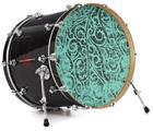 Decal Skin works with most 24" Bass Kick Drum Heads Folder Doodles Seafoam Green - DRUM HEAD NOT INCLUDED