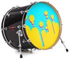 Decal Skin works with most 24" Bass Kick Drum Heads Drip Yellow Teal Pink - DRUM HEAD NOT INCLUDED