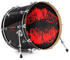 Decal Skin works with most 24" Bass Kick Drum Heads Big Kiss Red on Black - DRUM HEAD NOT INCLUDED