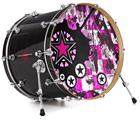 Decal Skin works with most 24" Bass Kick Drum Heads Pink Star Splatter - DRUM HEAD NOT INCLUDED
