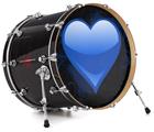 Decal Skin works with most 24" Bass Kick Drum Heads Glass Heart Grunge Blue - DRUM HEAD NOT INCLUDED