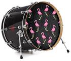 Decal Skin works with most 24" Bass Kick Drum Heads Flamingos on Black - DRUM HEAD NOT INCLUDED
