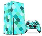 WraptorSkinz Skin Wrap compatible with the 2020 XBOX Series X Console and Controller Scales Blue Green (XBOX NOT INCLUDED)