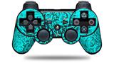 Sony PS3 Controller Decal Style Skin - Folder Doodles Neon Teal (CONTROLLER NOT INCLUDED)