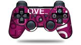 Sony PS3 Controller Decal Style Skin - Love and Peace Hot Pink (CONTROLLER NOT INCLUDED)