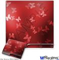 Decal Skin compatible with Sony PS3 Slim Bokeh Butterflies Red