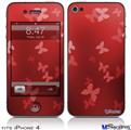 iPhone 4 Decal Style Vinyl Skin - Bokeh Butterflies Red (DOES NOT fit newer iPhone 4S)