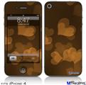 iPhone 4 Decal Style Vinyl Skin - Bokeh Hearts Orange (DOES NOT fit newer iPhone 4S)