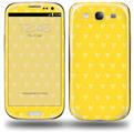 Hearts Yellow On White - Decal Style Skin (fits Samsung Galaxy S III S3)