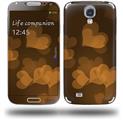 Bokeh Hearts Orange - Decal Style Skin (fits Samsung Galaxy S IV S4)