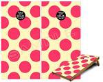 Cornhole Game Board Vinyl Skin Wrap Kit - Premium Laminated - Kearas Polka Dots Pink On Cream fits 24x48 game boards (GAMEBOARDS NOT INCLUDED)