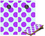 Cornhole Game Board Vinyl Skin Wrap Kit - Premium Laminated - Kearas Polka Dots Purple And Blue fits 24x48 game boards (GAMEBOARDS NOT INCLUDED)