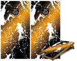 Cornhole Game Board Vinyl Skin Wrap Kit - Premium Laminated - Halftone Splatter White Orange fits 24x48 game boards (GAMEBOARDS NOT INCLUDED)