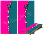 Cornhole Game Board Vinyl Skin Wrap Kit - Premium Laminated - Ripped Colors Hot Pink Seafoam Green fits 24x48 game boards (GAMEBOARDS NOT INCLUDED)