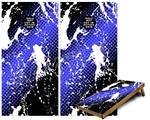 Cornhole Game Board Vinyl Skin Wrap Kit - Premium Laminated - Halftone Splatter White Blue fits 24x48 game boards (GAMEBOARDS NOT INCLUDED)