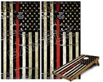 Cornhole Game Board Vinyl Skin Wrap Kit - Premium Laminated - Painted Faded and Cracked Red Line USA American Flag fits 24x48 game boards (GAMEBOARDS NOT INCLUDED)