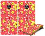 Cornhole Game Board Vinyl Skin Wrap Kit - Premium Laminated - Beach Flowers Coral fits 24x48 game boards (GAMEBOARDS NOT INCLUDED)