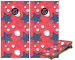 Cornhole Game Board Vinyl Skin Wrap Kit - Premium Laminated - Starfish and Sea Shells Coral fits 24x48 game boards (GAMEBOARDS NOT INCLUDED)