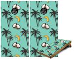 Cornhole Game Board Vinyl Skin Wrap Kit - Premium Laminated - Coconuts Palm Trees and Bananas Seafoam Green fits 24x48 game boards (GAMEBOARDS NOT INCLUDED)