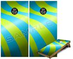 Cornhole Game Board Vinyl Skin Wrap Kit - Premium Laminated - Two Tone Waves Neon Green Teal fits 24x48 game boards (GAMEBOARDS NOT INCLUDED)