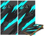Cornhole Game Board Vinyl Skin Wrap Kit - Premium Laminated - Jagged Camo Neon Teal fits 24x48 game boards (GAMEBOARDS NOT INCLUDED)